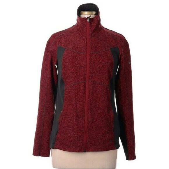 Womens Columbia Track Jacket Size Medium Red Black Full Zip Stretch - Picture 1 of 5